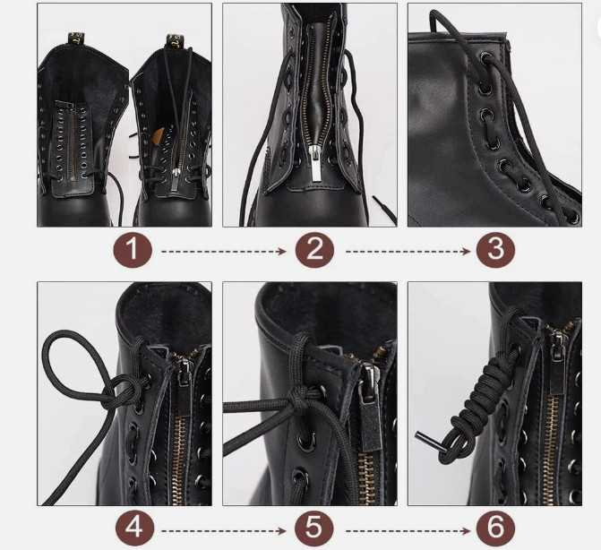 New! Leather Lace-in Boot Zipper Inserts, 2.1×6.2" Black-smooth.
