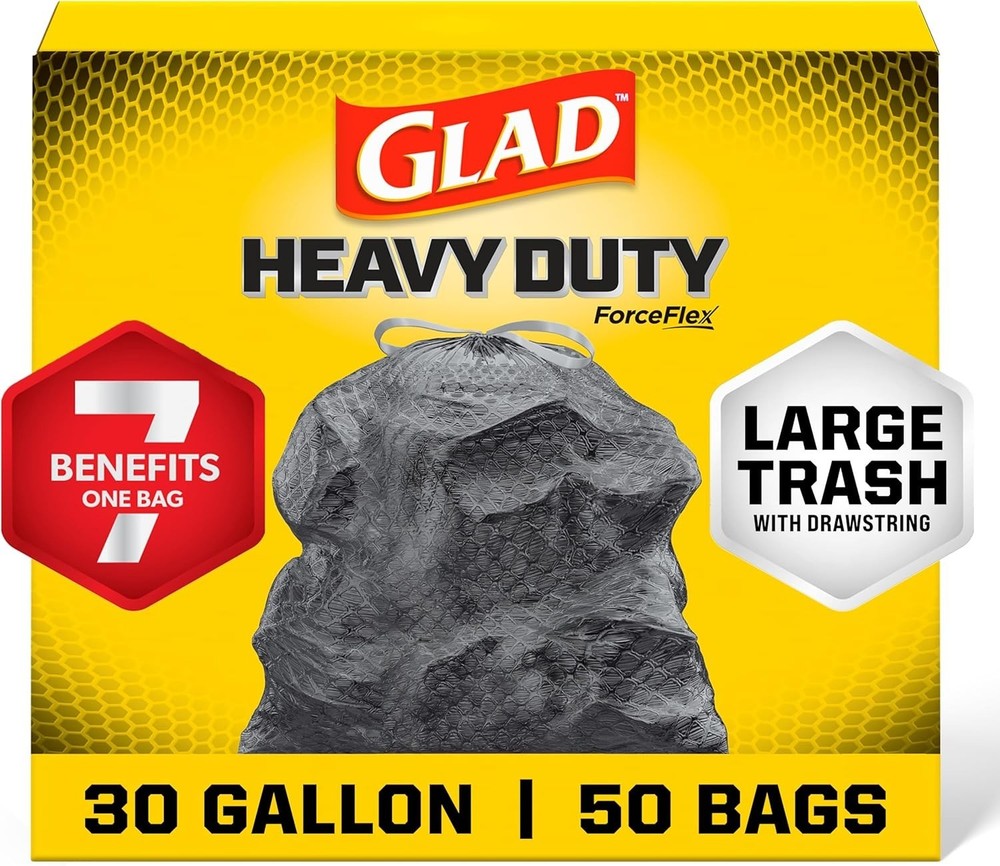 ForceFlex 30 Gallon Trash Bags, 50 Count – Unscented & Durable Drawstring Design