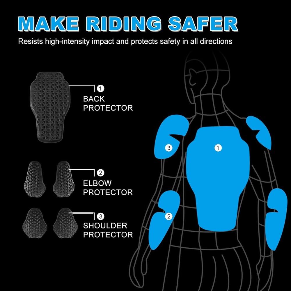 Universal Motorcycle Back Protector Insert, CE Level 2 Armor Insert Pads Set of