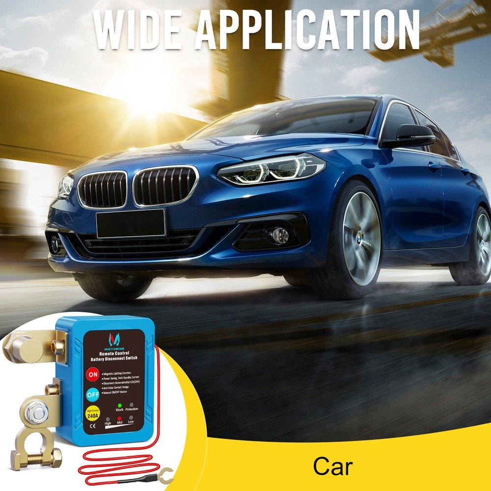 MICTUNING 12V 240A Remote Battery Disconnect Kill Switch Automatic LED Indicator