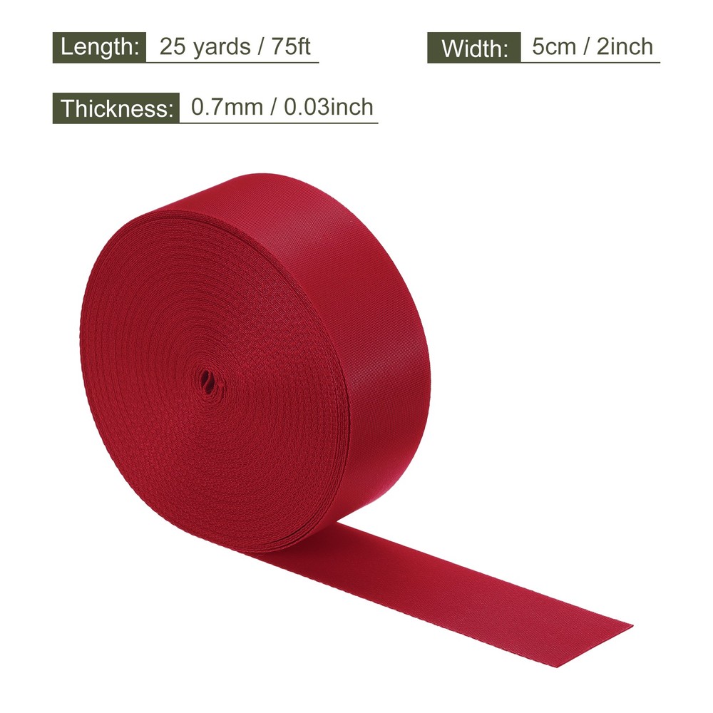 Flat Nylon Webbing Strap 2 Inch 25 Yards Bright Red for Backpack