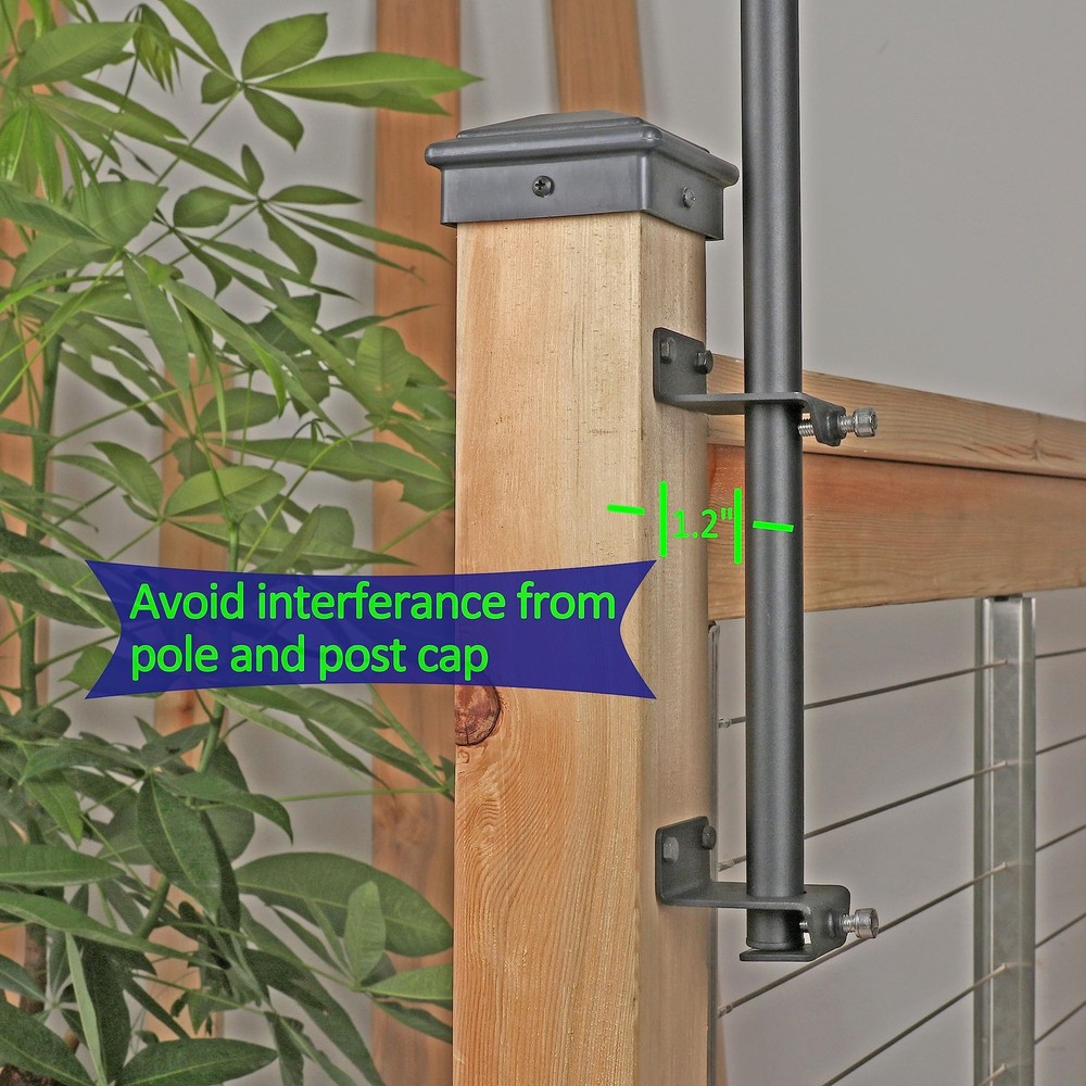 2 Pack 6.5 FT Stainless Steel String Lights Pole Bracket/Holder for Deck Rail...
