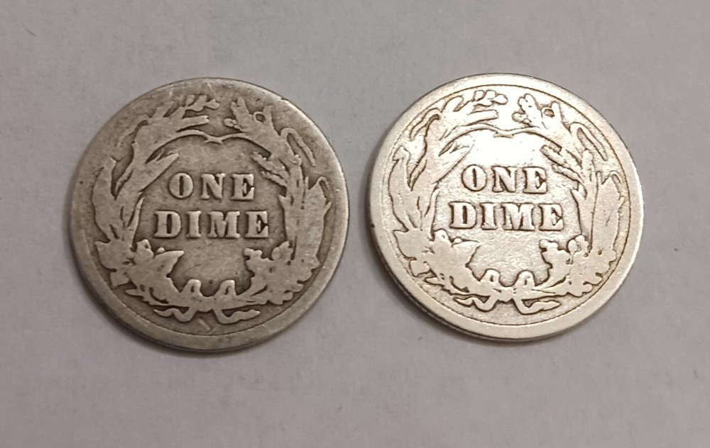 Barber Silver Dimes 1913 1914 Coins