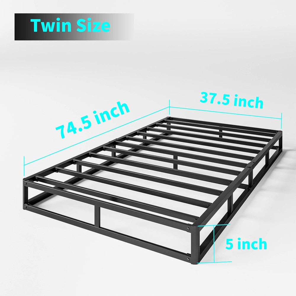 Twin Size 5" Low Profile Metal Box Spring, 3000lbs Capacity, Easy Assembly