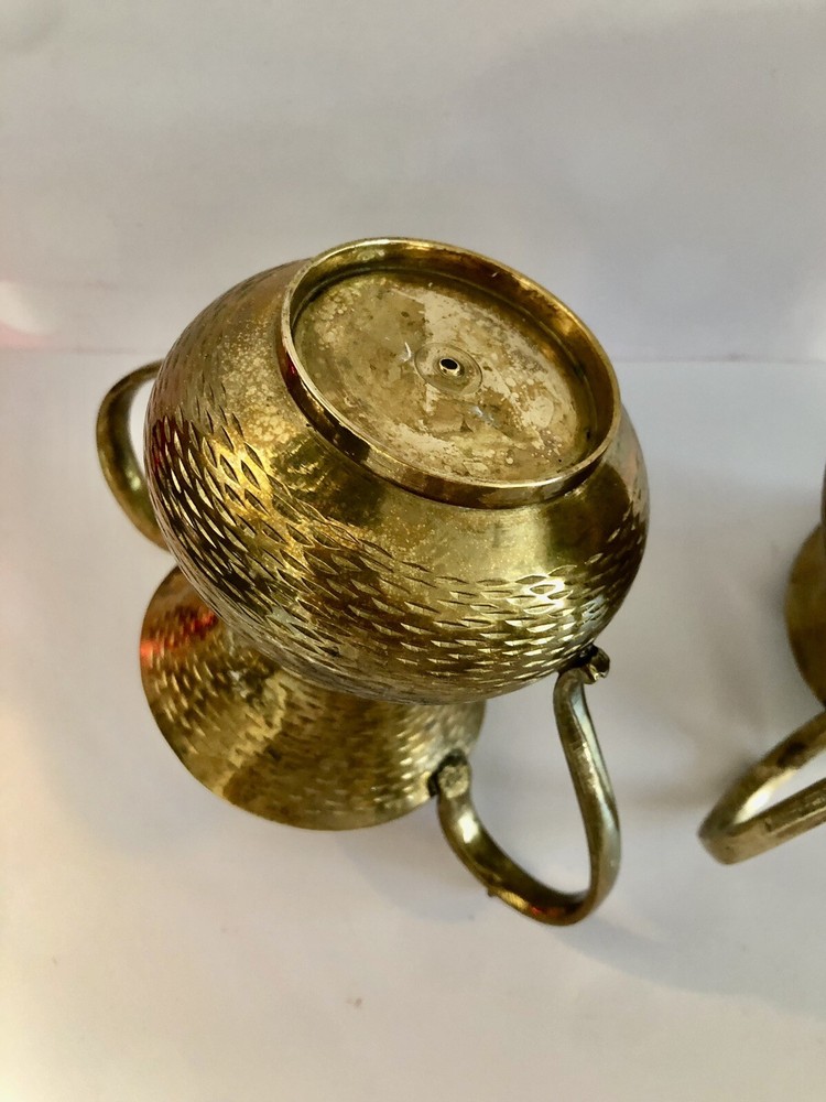 Solid Brass Hammered Textured Pitchers, 4 1/2 Inches Tall, Set Of 2
