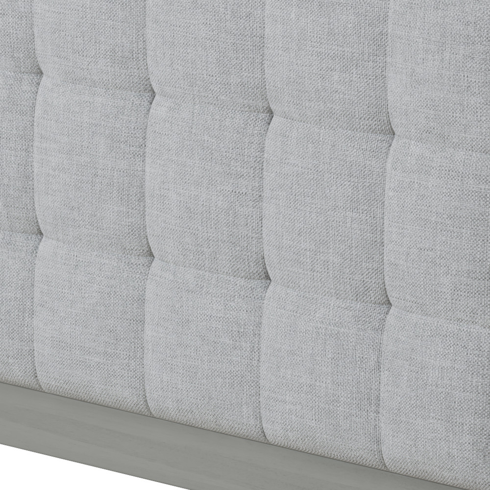 California King Bed Frame Solid Wood Upholstered Panel Headboard Gray