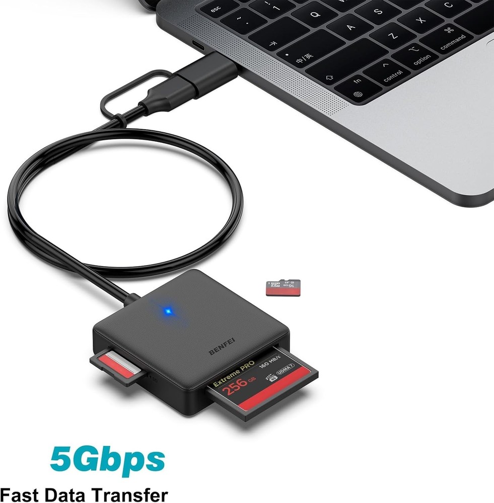 Memory Card Reader 4in1 USB USB-C to SD Micro SD MS CF Card Reader Adapter