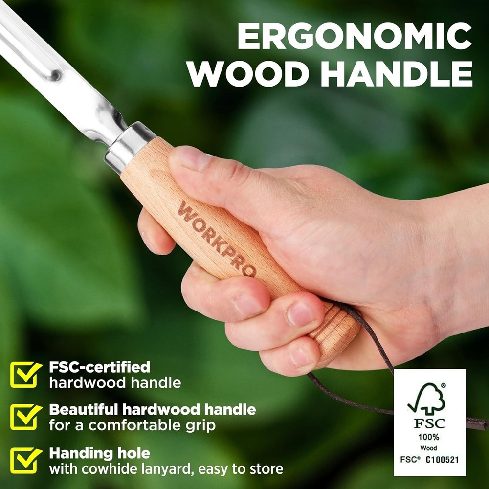 WORKPRO Garden Hand Tool Set 3 Pcs Heavy Duty Weed Puller Tool Lightweight