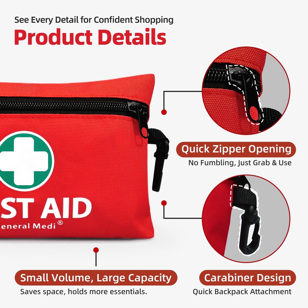 General Medi Mini First Aid Kit, 110 Piece Small First Aid Kit Includes Emer...