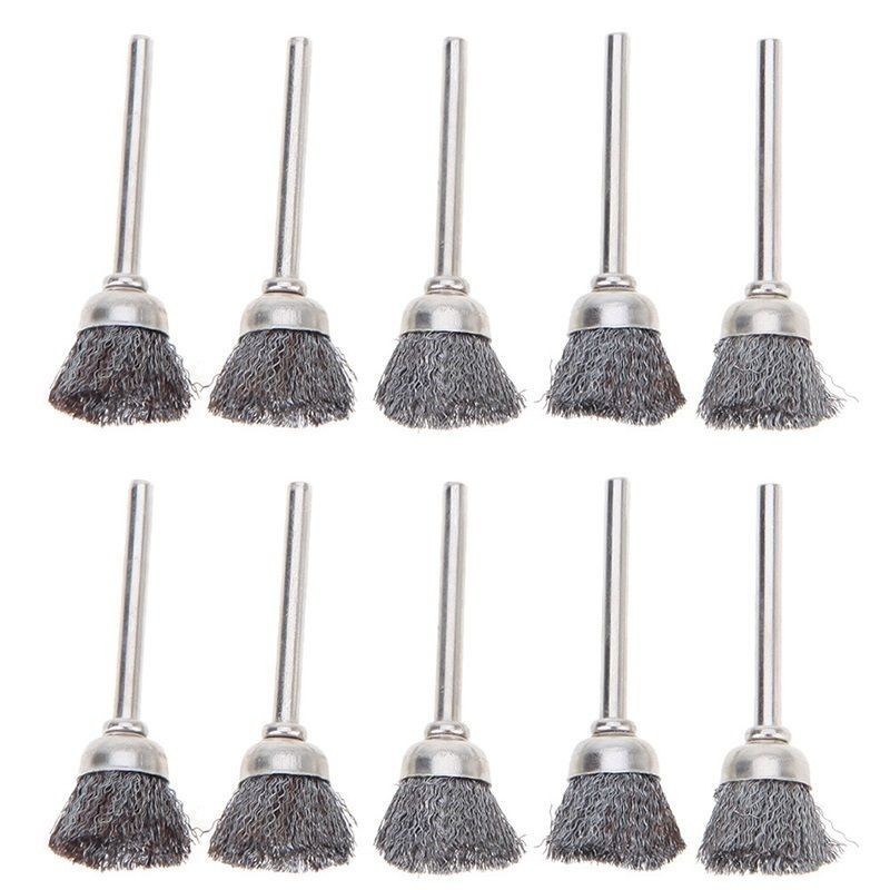 10 Pc/set for MINI Wire Brush Brushes Brass Cup Wheel For Grinder Or Drill Set