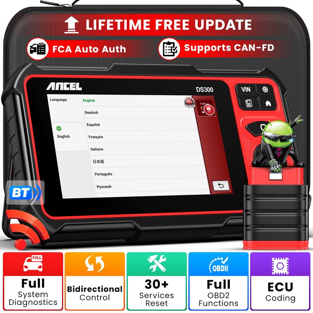 ANCEL DS300 Full System OBD2 Scanner Bidirectional Diagnostic Tool Key Coding
