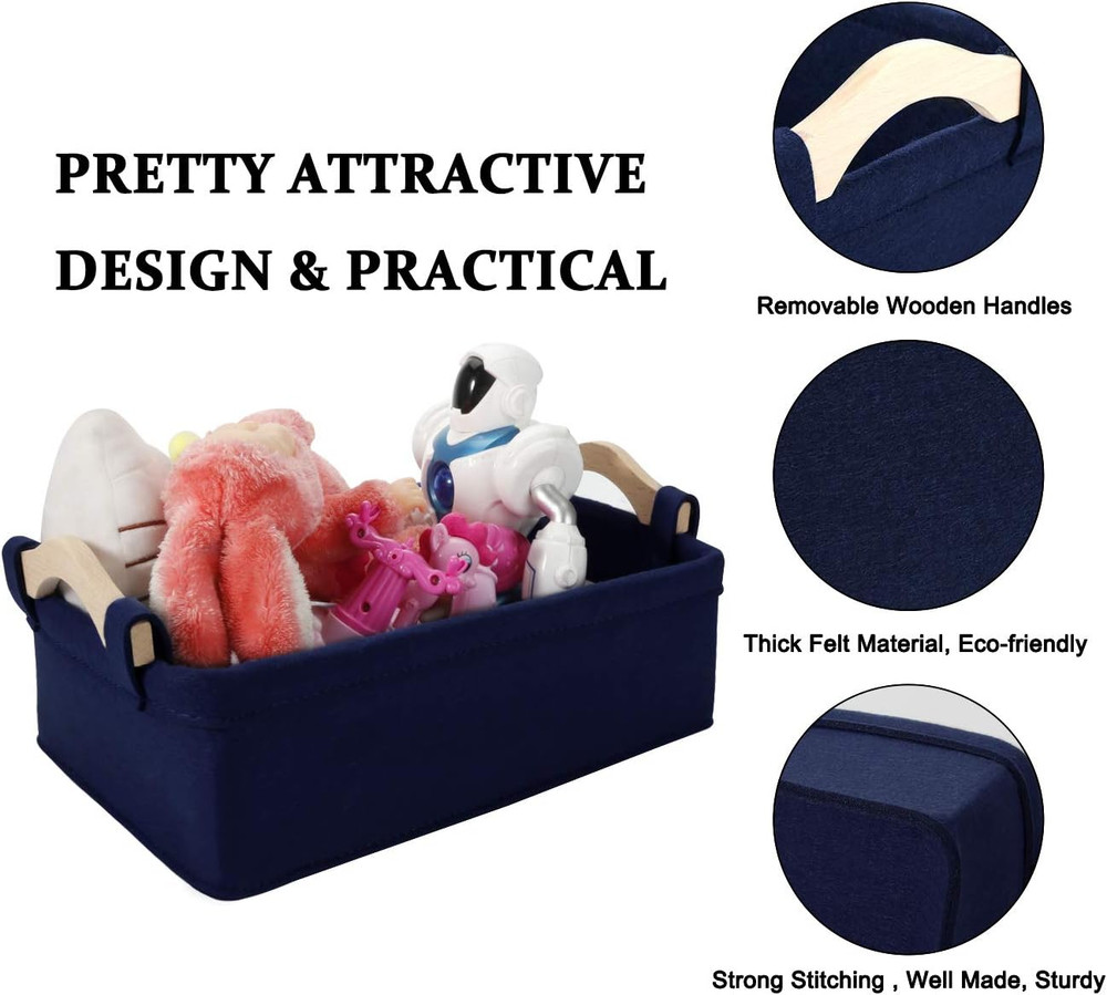 Rectangle Storage Baskets Navy Blue Storage Baskets Soft Decorative Nursery Bins