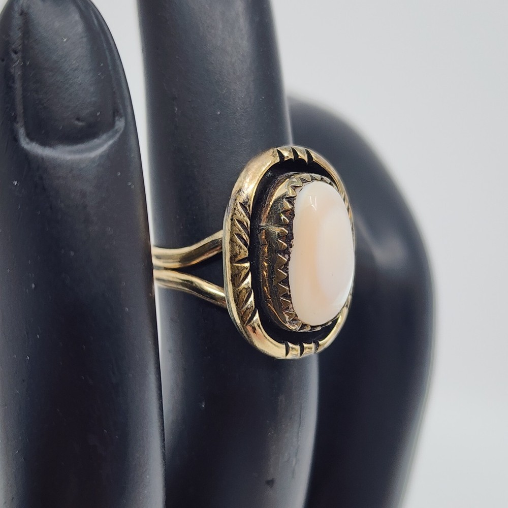 Native Sterling & 12k GF MOP Shell Ring Size 3 Small