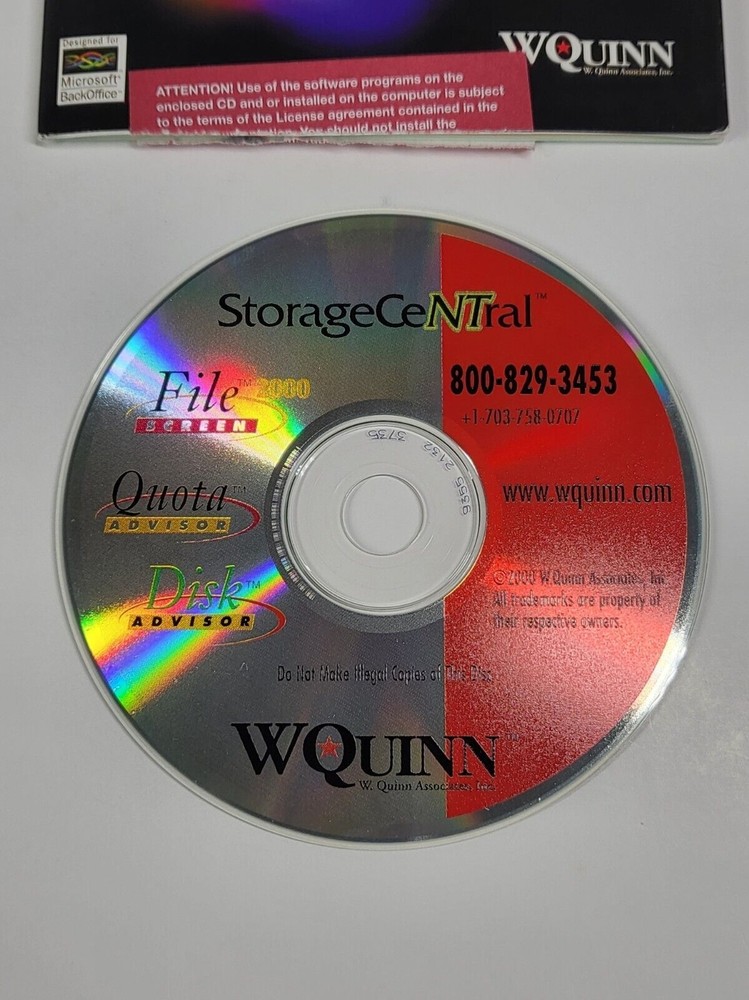 Quota Advisor for Windows NT Software Storage CeNTral Vintage WQuinn