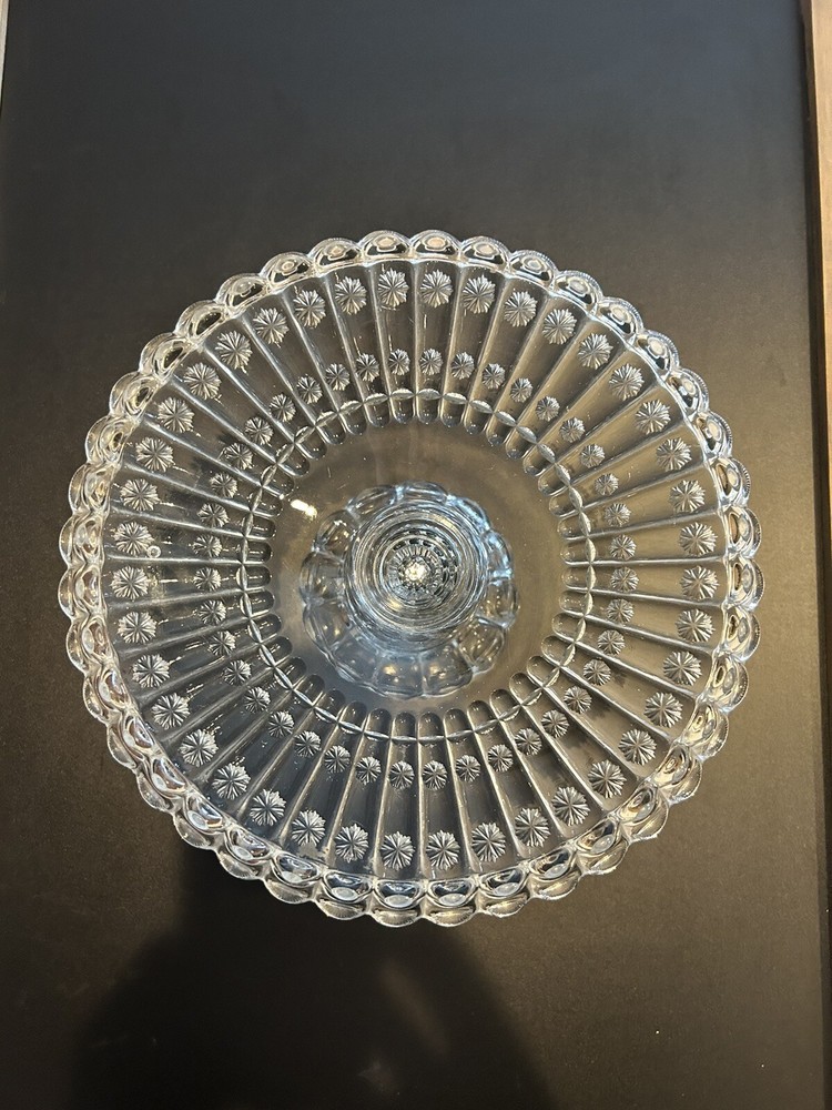 EAPG Clear Pressed Glass Cake Stand Rum Well Compote