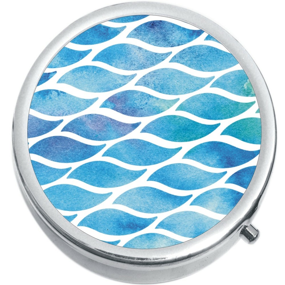Blue Wavy Pattern  Medicine Vitamin Pill Box