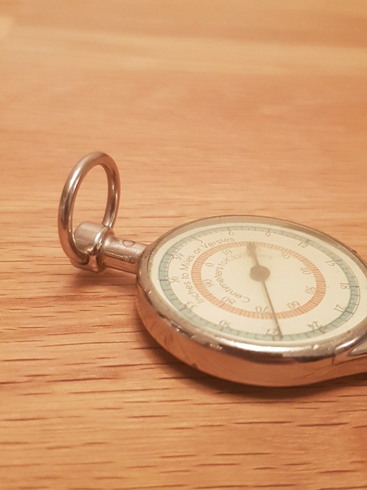 Vintage Map Measurer/Tool Double Face 5 Dials Chrome 35x73mm