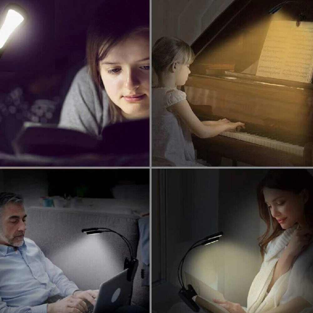 4Pcs Small Table LED Reading Book Light USB Rechargeable Flexible Clip Desk Lamp