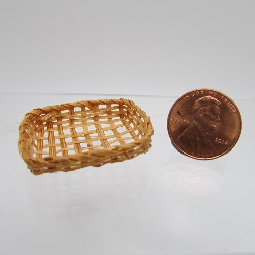 Dollhouse Miniature Woven Wicker Rectangular Basket IM65721