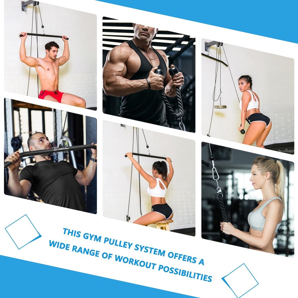 Wall Mounted Pulley System, Low Cable Machine Pulley System for LAT Pulldown,...