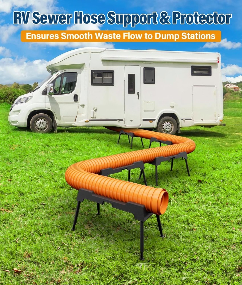 15FT Heavy-Duty RV Sewer Hose Support with 7 Foldable Sections, Adjustable