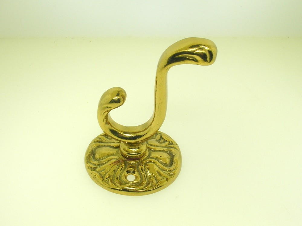 VINTAGE SOLID BRASS WALL COAT HOOK - 2 7/8" LONG - MORE THEN ONE AVAILABLE