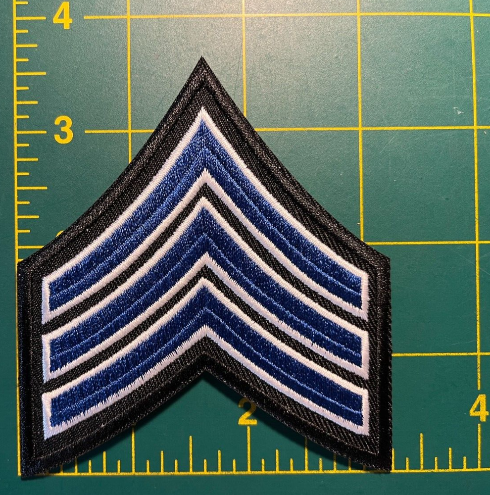 sergeant rank patch 3.5" tall chevron police patch 3 stripe Sergeant stripes