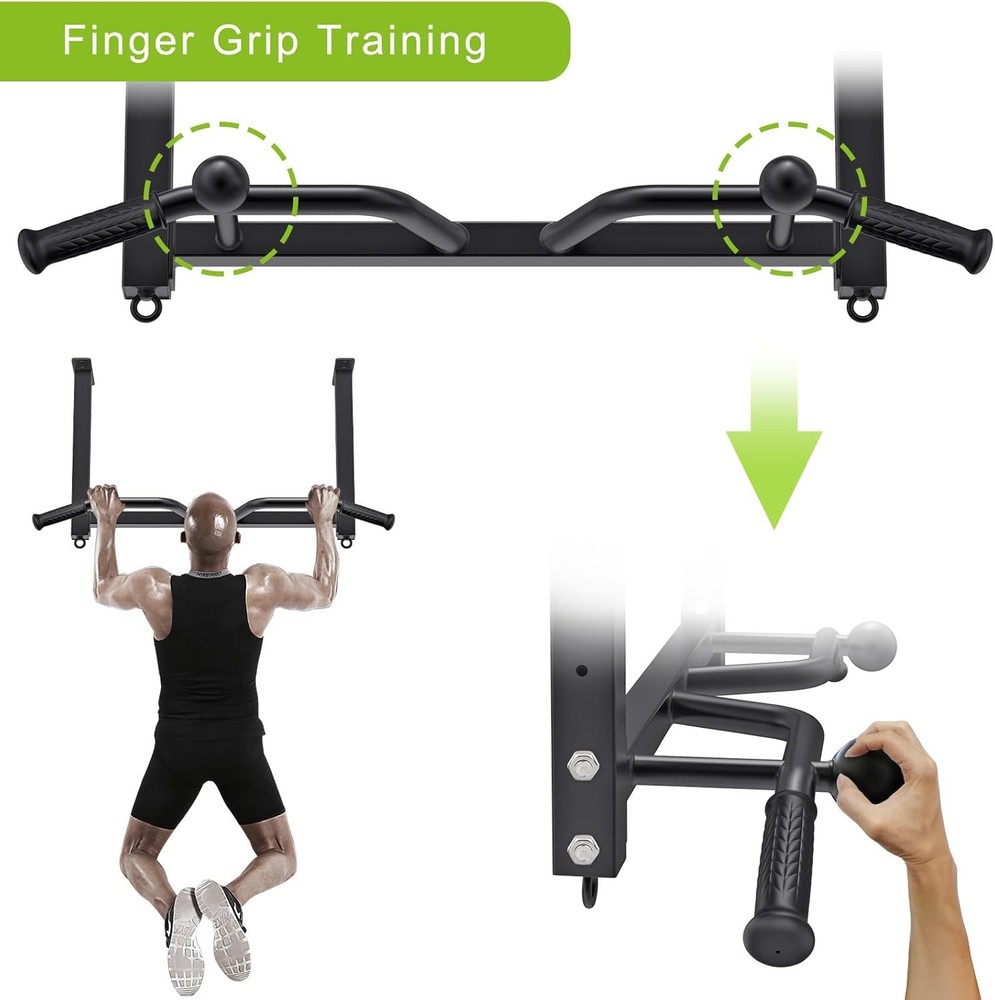Kipika 32" Ceiling Mounted Pull Up Bar - Heavy Duty, Highly Adjustable, Black