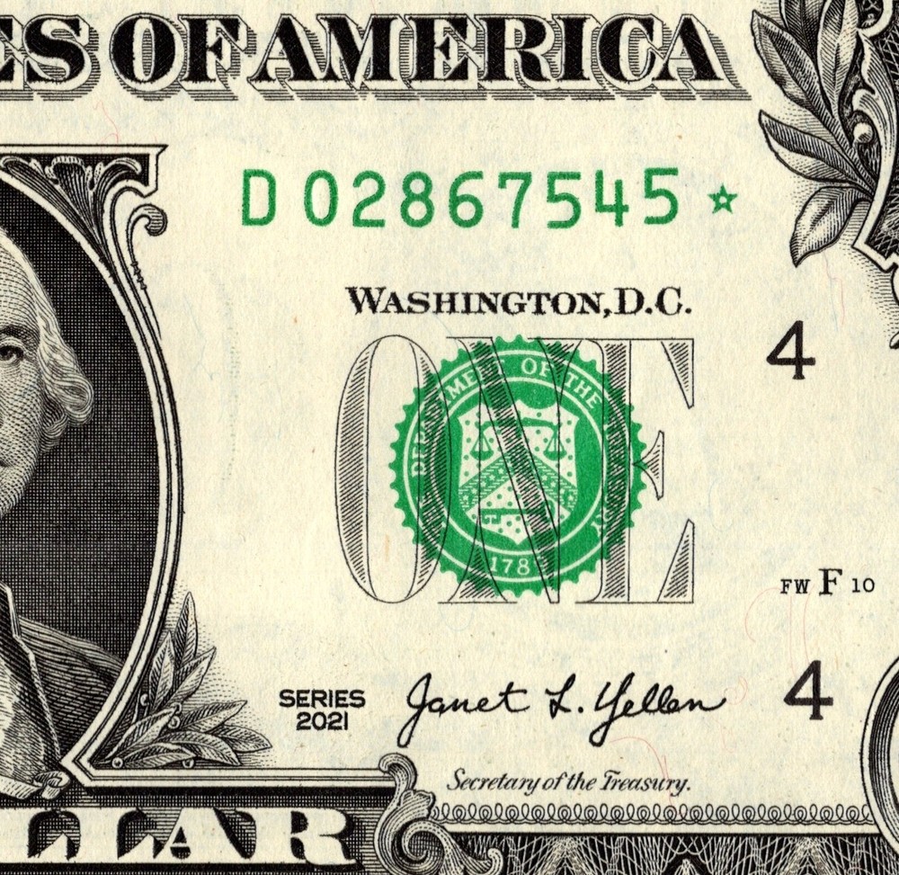2021 D Star note Fancy Serial Number Regular Run