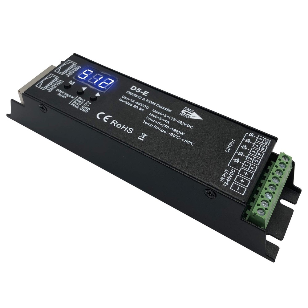 5 Channel DMX Decoder with RDM Digital DisplayDMX512 Dimmer Driver PWM RGBCCT...