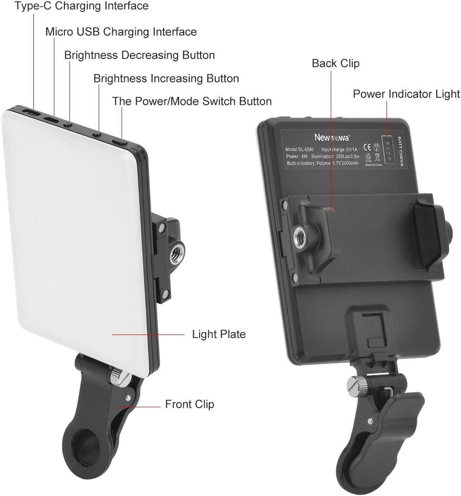 Rechargeable Video Conference & Selfie Light with Adjustable 3 Modes - Compact