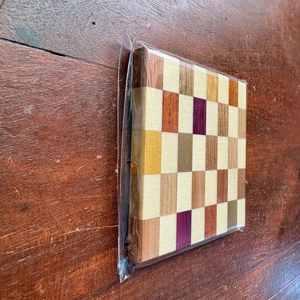 Ruchie Yosegi Wood Checkered Coaster M size