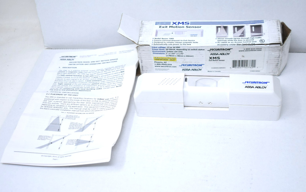 Securitron XMS Exit Motion Sensor Passive Infrared 12/24 VDC Assa Abloy