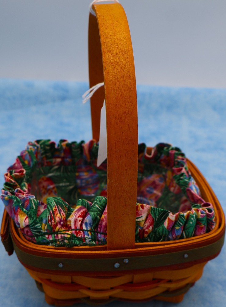 Longaberger Small Square Basket with Handle – 1998 – Liner & Plastic Protector