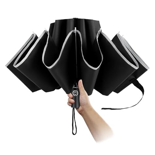 EVEMANT 2 Pack Travel Umbrella, Windproof Automatic Large, Black+Black