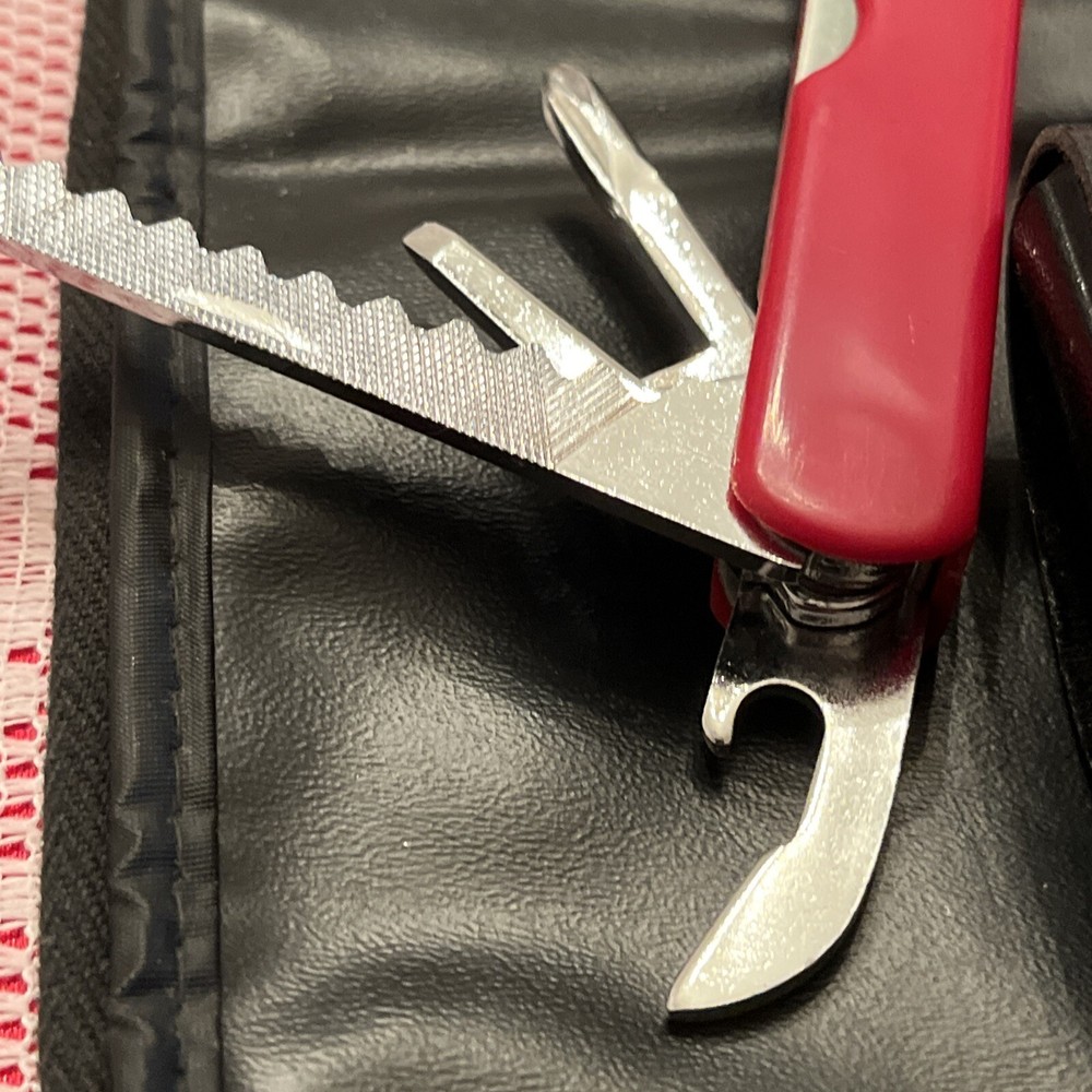 Multi Tool 8 Blade Pocket Knife Red Handle Black Sheath NIB