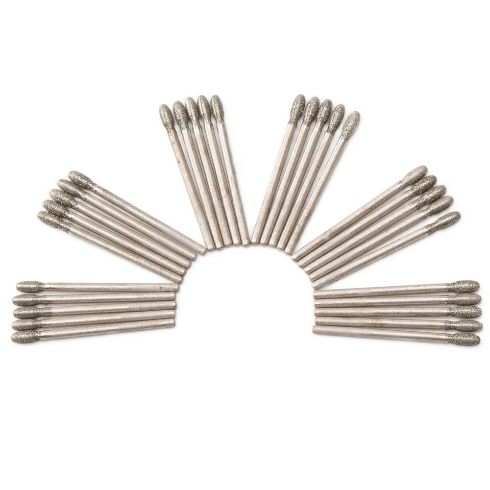 30Pcs 3mm 1/8" OVAL Tip Diamond Solid Bits Ellipse Grinding Head Tools for Stone