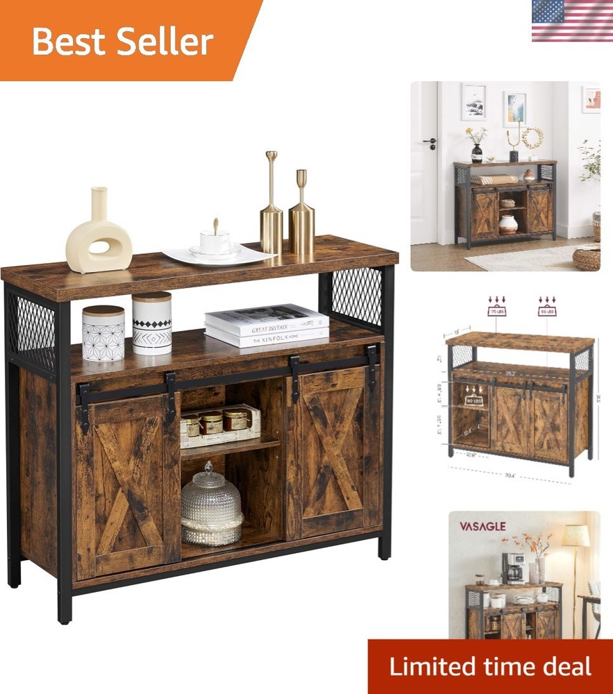 Versatile Coffee Bar Storage Cabinet with Adjustable Shelves - Sturdy Design