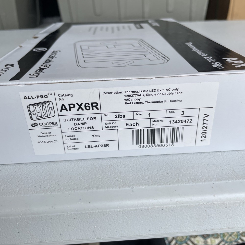 All Pro White Thermoplastic AC LED Exit Sign (Wall, Ceiling or End Mount)