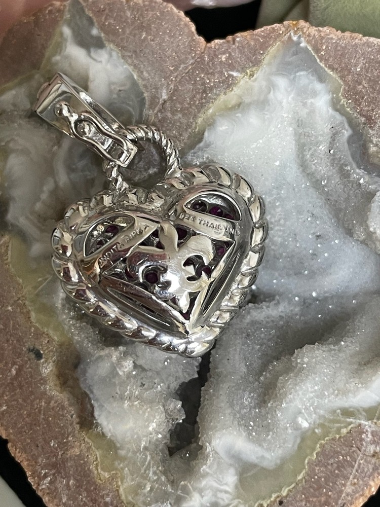 JUDITH RIPKA ruby heart sterling silver pendant enhancer