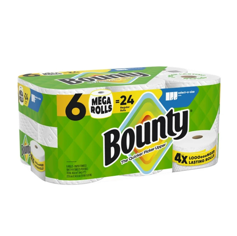 Paper Towels Select-A-Size White, 6 Mega Rolls, 164 Sheets Per Roll