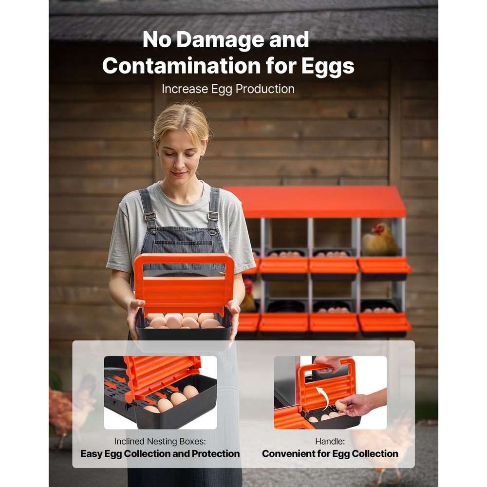 Uimoso 2-Tier Chicken Nesting Box with 8 Compartments for Egg Collection