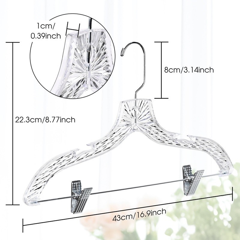 Heavy Duty Clear Plastic Hangers 360 Degree Hook Space Saving 20 Pack