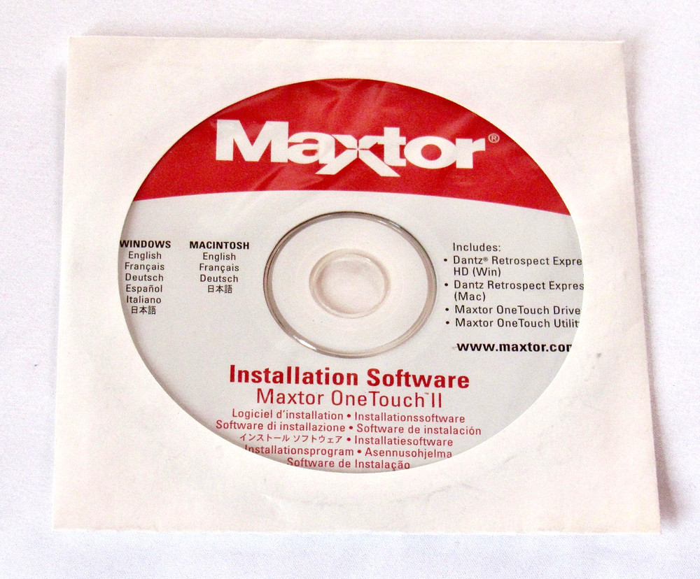 Maxtor OneTouch II Software Installation CD for Windows & Mac