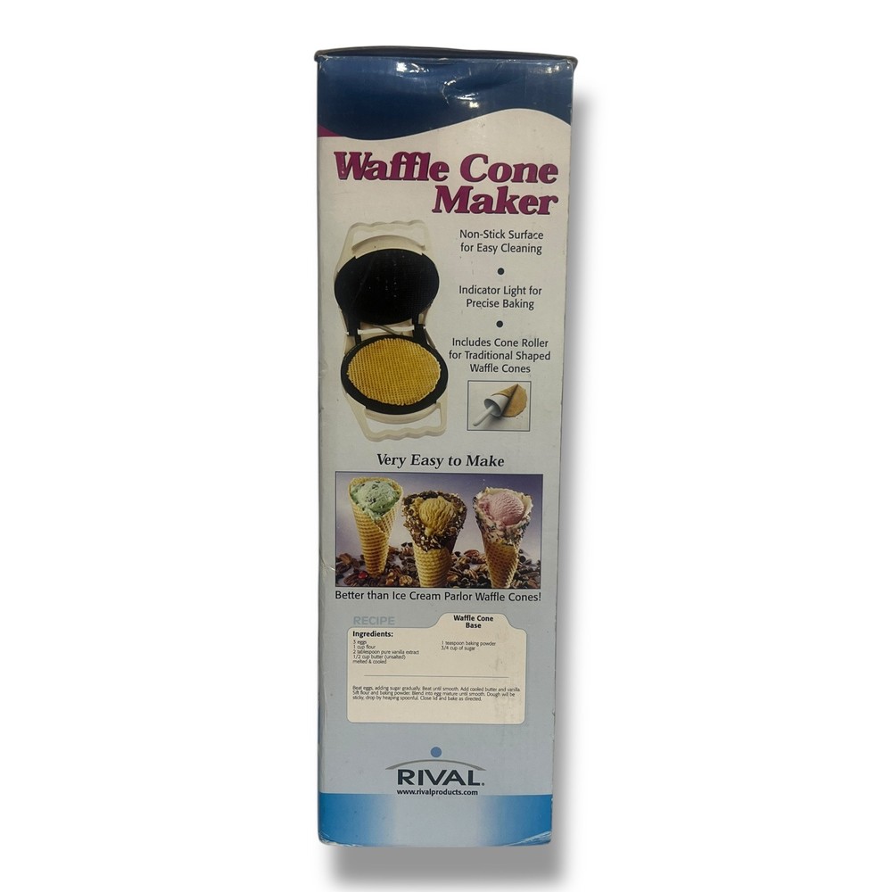 Rival Waffle Cone Maker Model WC800 01 WT White w/ Cone Roller