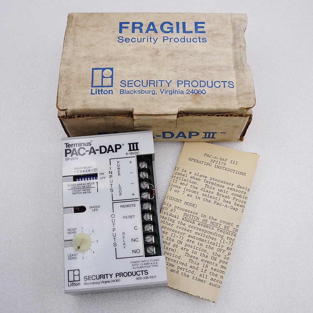 TERMINUS PAC A DAP III 3 SP2579 *PAC A DAP II & Glass Break Processor*