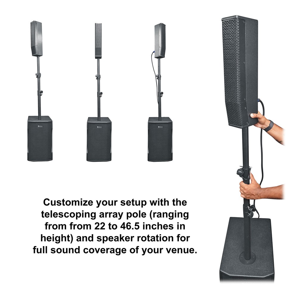 DJ Package w/(2) TITAN COLUMN 12 Powered Array Column Speakers+Subwoofer+Facade