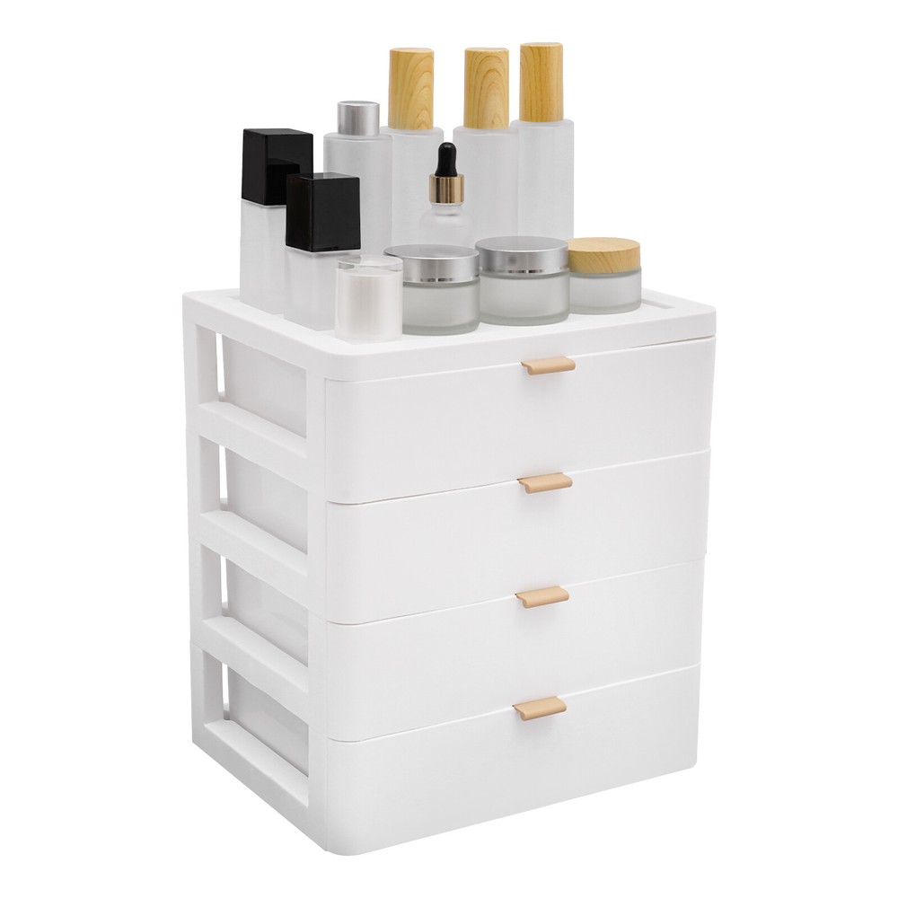 Stylish White Desk Organizer with 4 Drawers - Space-Saving Storage Solution