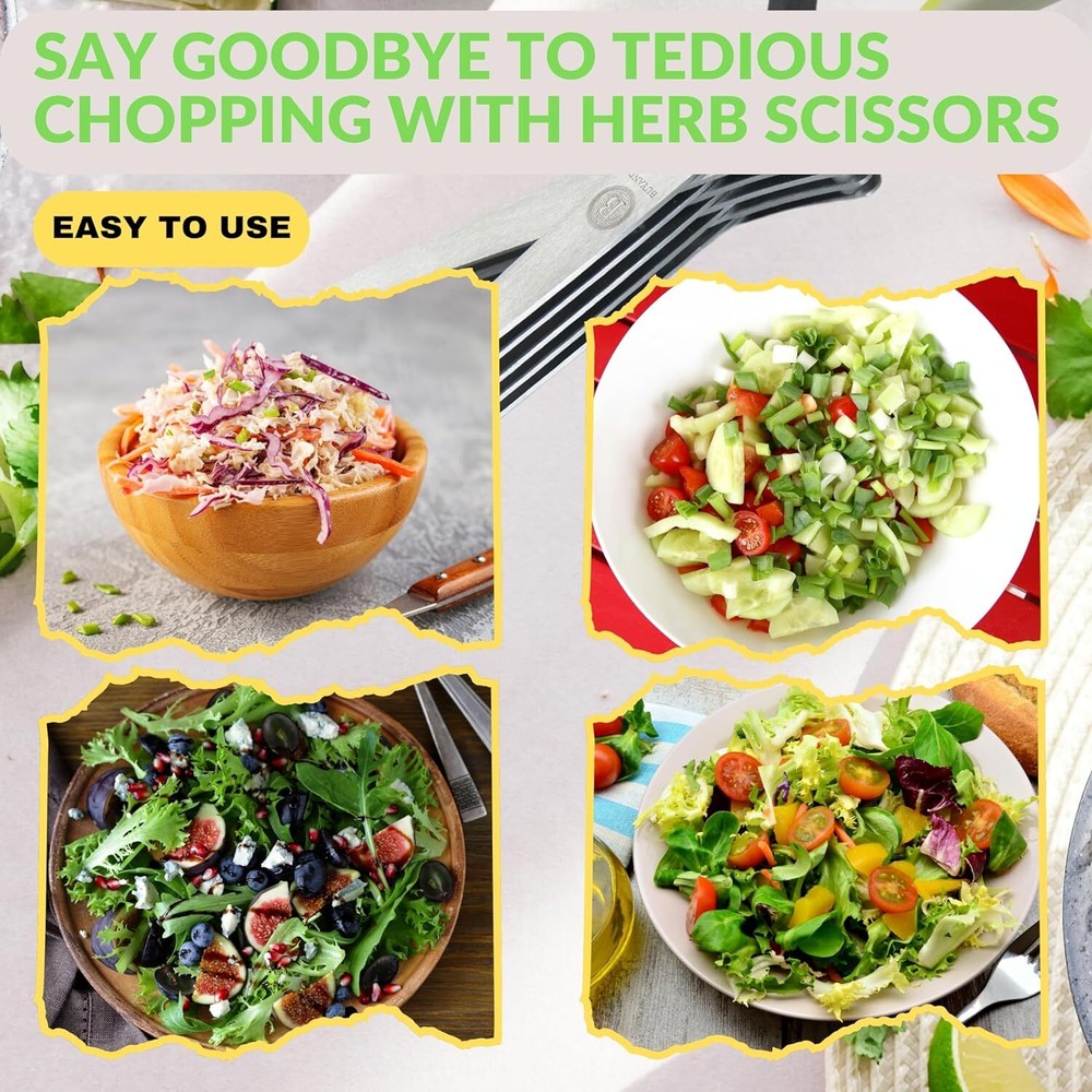 Stainless Steel 5 Blade Professional Shredding Scissors Sharp Herb Kitchen Tool