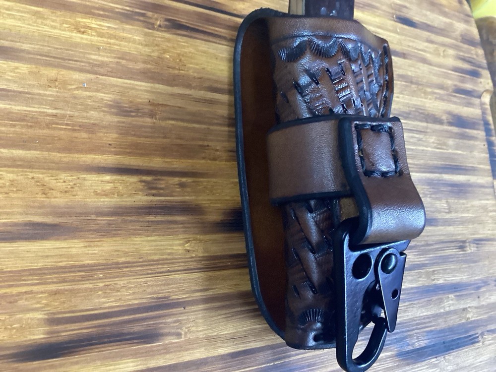 Leather Folding Knife Belt Loop Sheath Trapper Size (Sheath Only) Left Hand